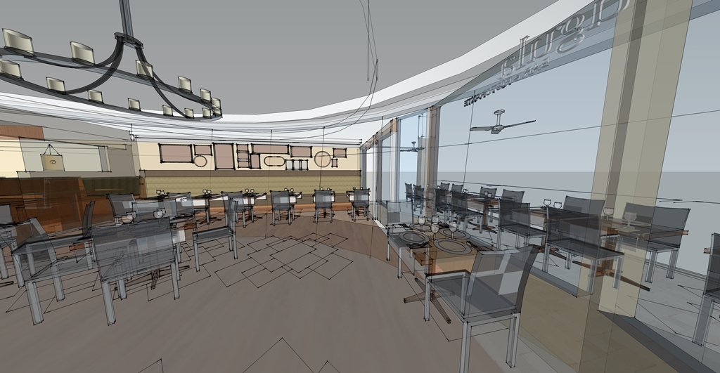 * Restaurant Interior used overlay for hand sketch for Toledo Zoo.